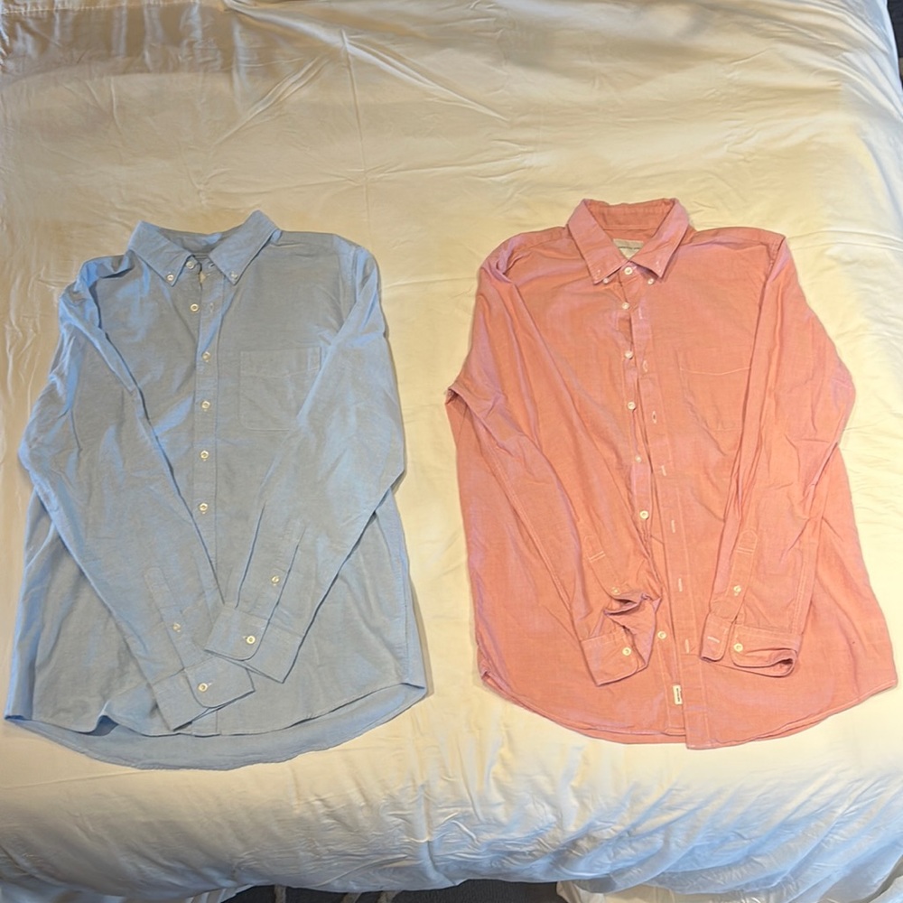 American Eagle Long Sleeve Button-downs (blue and pink)